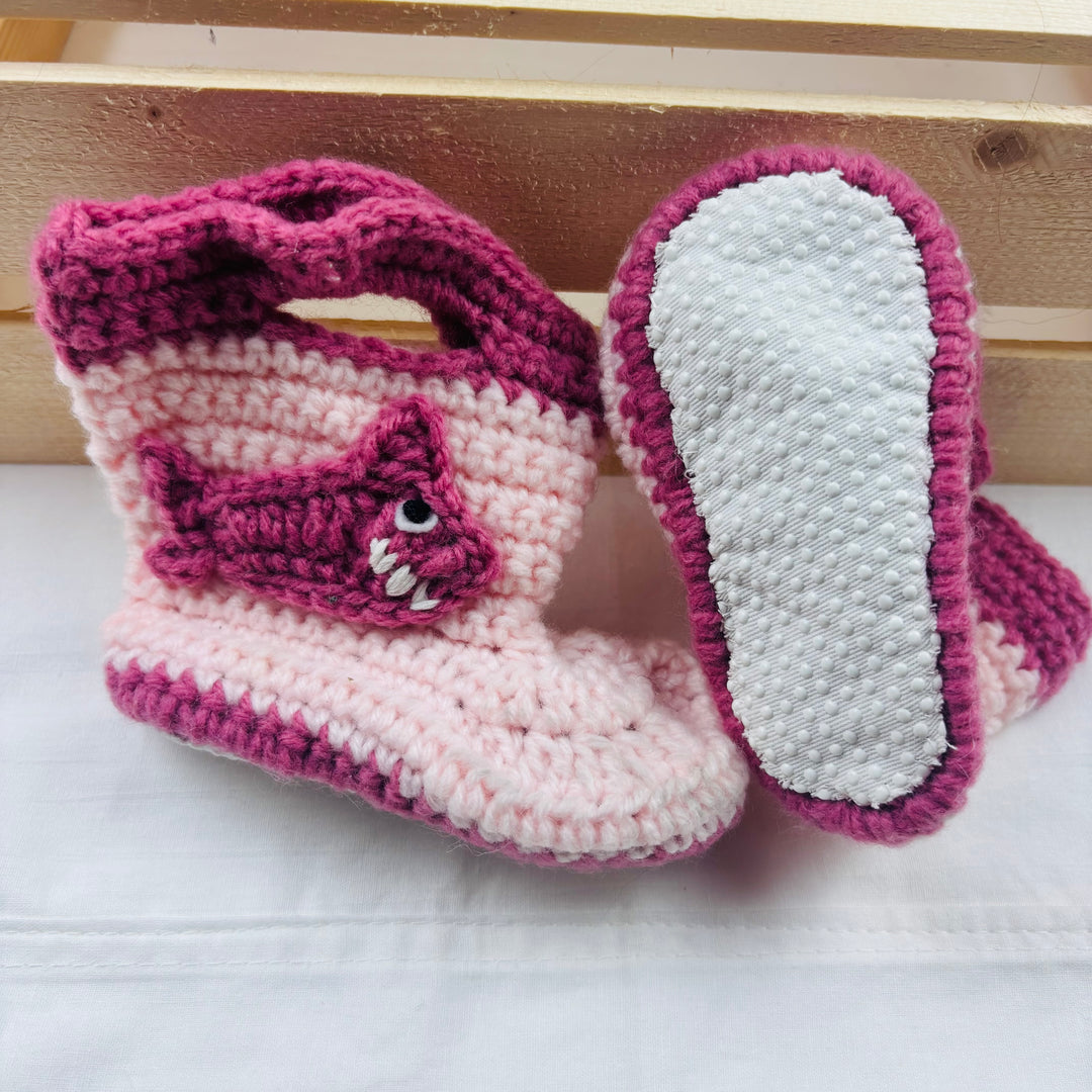 Baby Hand Made Knit Booties - Size 4-5 Toddler