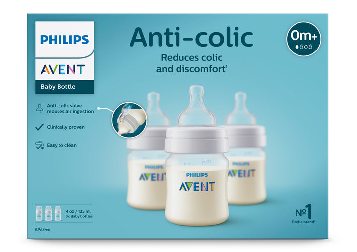 Philips Avent - Anti-Colic Baby Bottle, 4oz, 3 pack