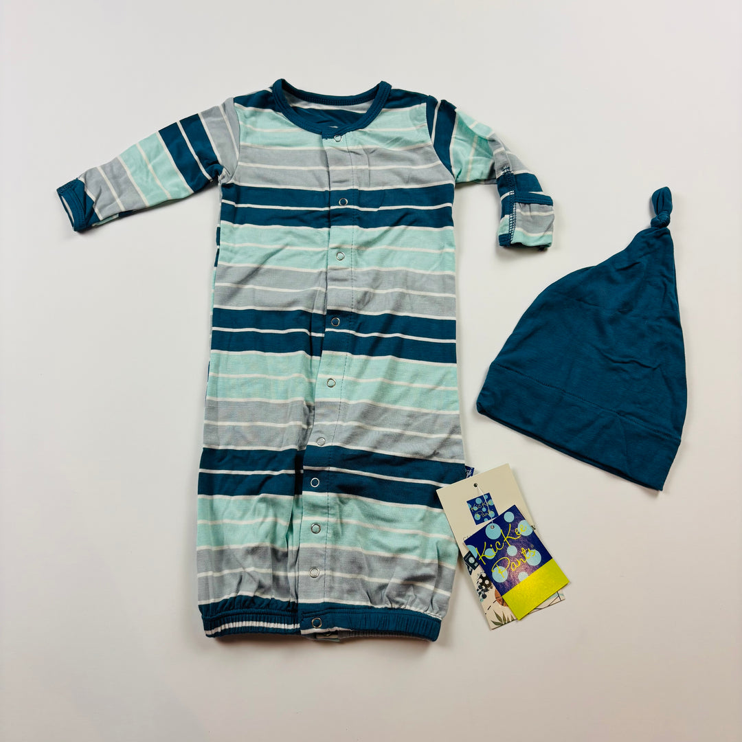 KicKee Pants Bamboo Sleep Gown & Knotted Hat - 0-3 Months