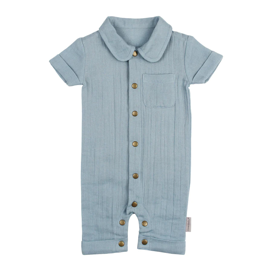 L'oved Baby Short Sleeve Lagoon Coverall