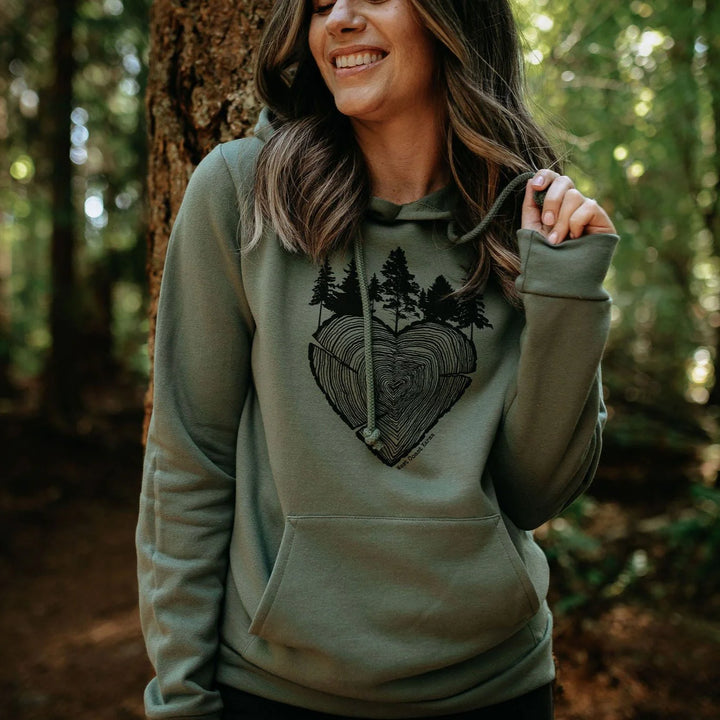 West Coast Karma - Heart Tree Round Hoodie in Sage