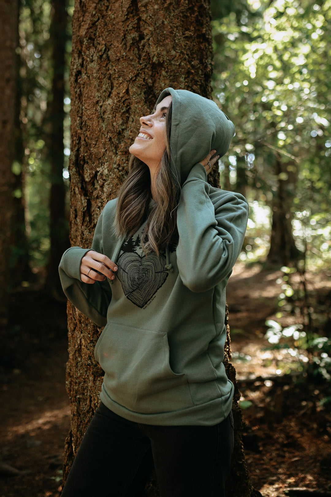 West Coast Karma - Heart Tree Round Hoodie in Sage