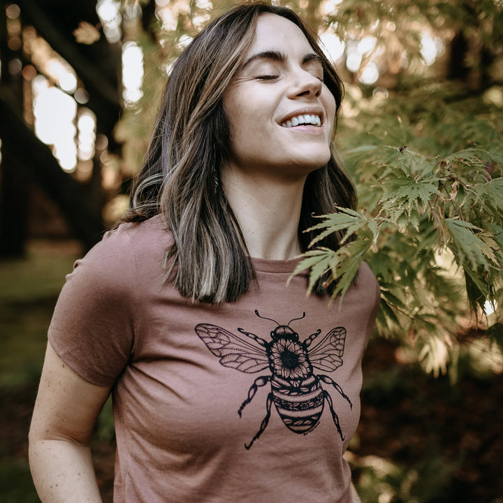 West Coast Karma - Sunflower Bee Tee Relaxed Fit Tee in Chestnut