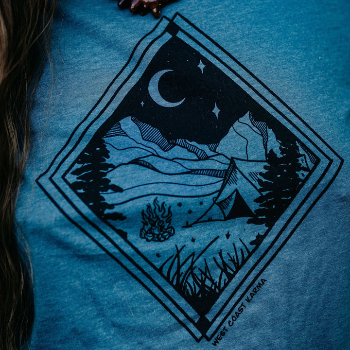 West Coast Karma - Camping Relaxed Fit Tee - Deep Teal