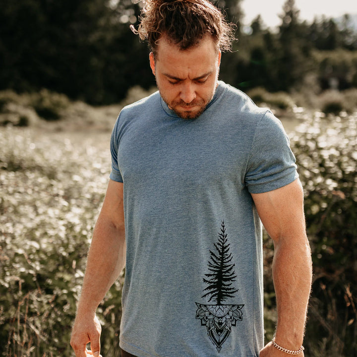 West Coast Karma - Tree Mandala Tee in Denim - Pitter Patter Boutique