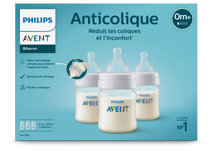 Philips Avent - Anti-Colic Baby Bottle, 4oz, 3 pack