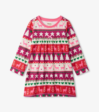 Hatley - Holiday Fair Isle Long Sleeve Nightdress - Pitter Patter Boutique