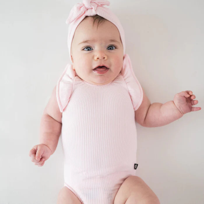 Kyte Baby -  Ribbed Sleeveless Ruffled Leotard/Bodysuit