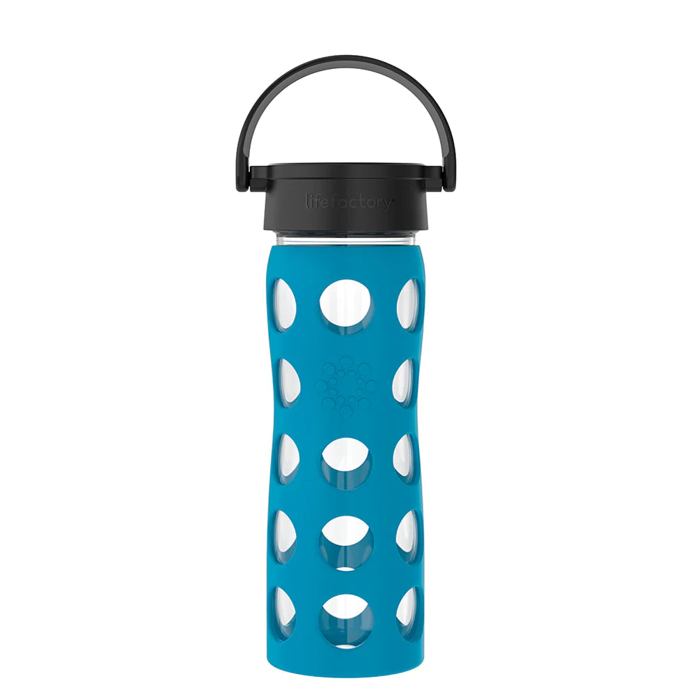 Lifefactory - 16oz Glass Water Bottle with Silicone Sleeve and Classic Cap - Pitter Patter Boutique