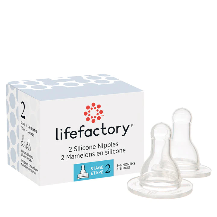 Lifefactory - Silicone Nipples Stage 2 for 4oz and 9oz Glass Bottles-2 pack - Pitter Patter Boutique