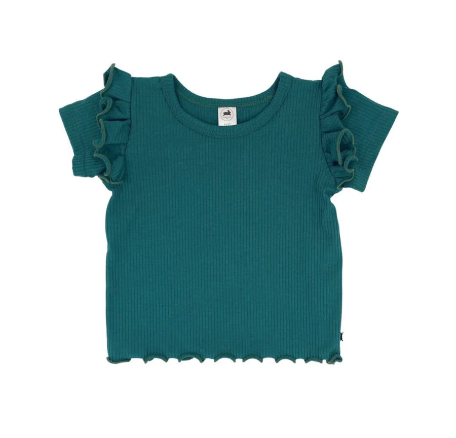 Little & Lively - Rib-Knit Ruffle Shoulder Tee - Pitter Patter Boutique