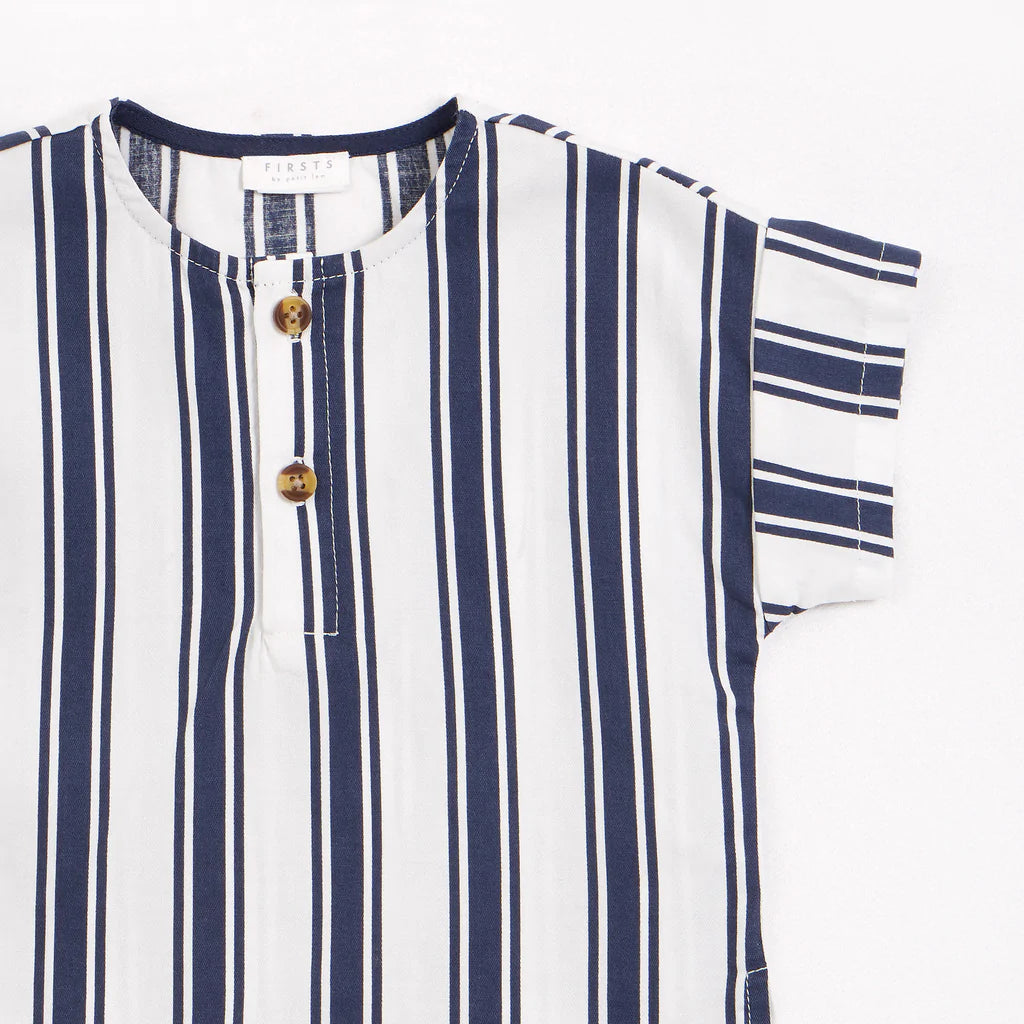 Petit Lem "Anchor Stripes" Lightweight Twill Outfit Set - Pitter Patter Boutique