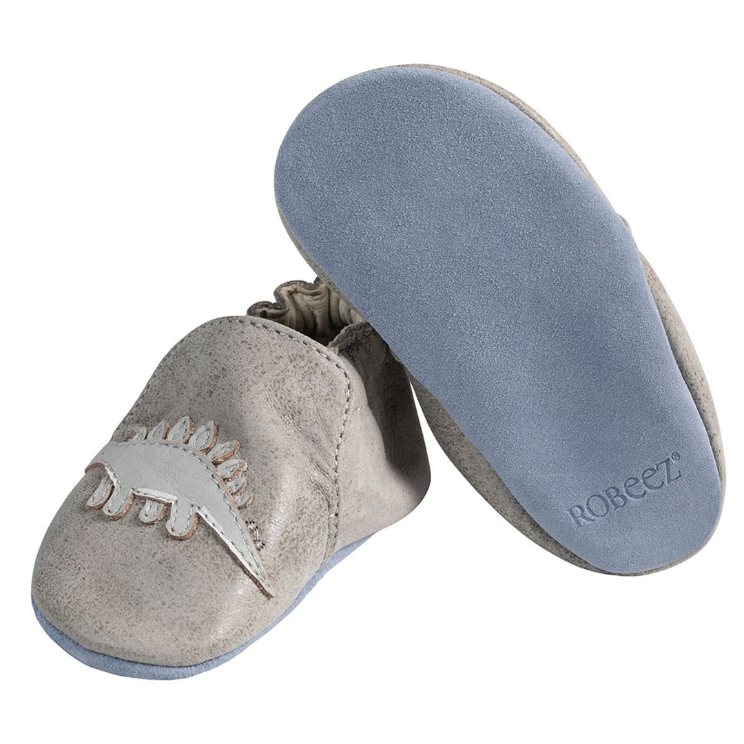 Robeez - Ramsey Grey Dino Soft Soles - Pitter Patter Boutique