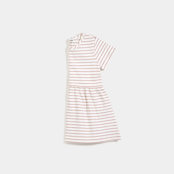 Sandstone Dobby Striped Baby Girl's Jersey Dress - Pitter Patter Boutique