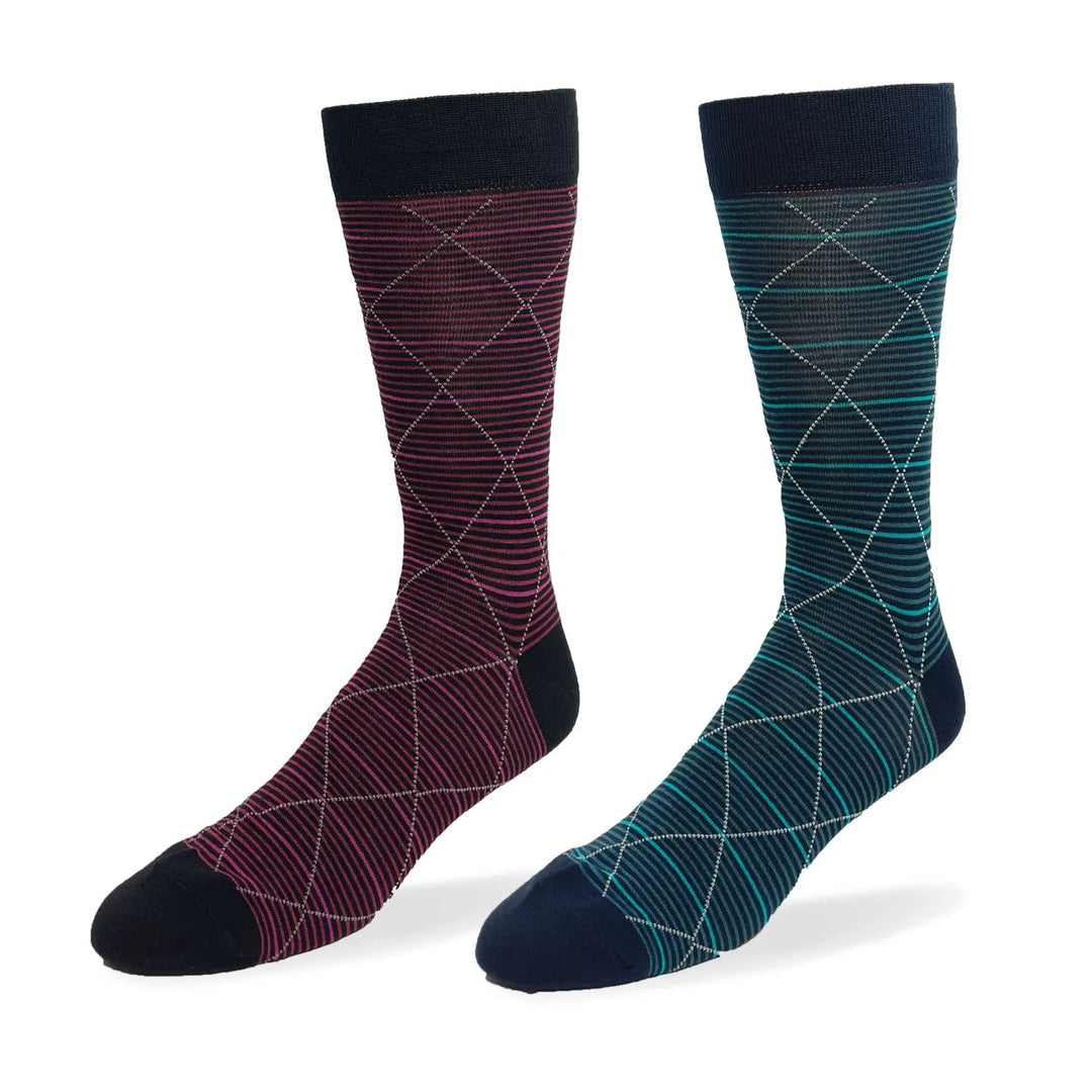 Point Zero "Argyle Stripes" Bamboo Dress Socks - Pitter Patter Boutique