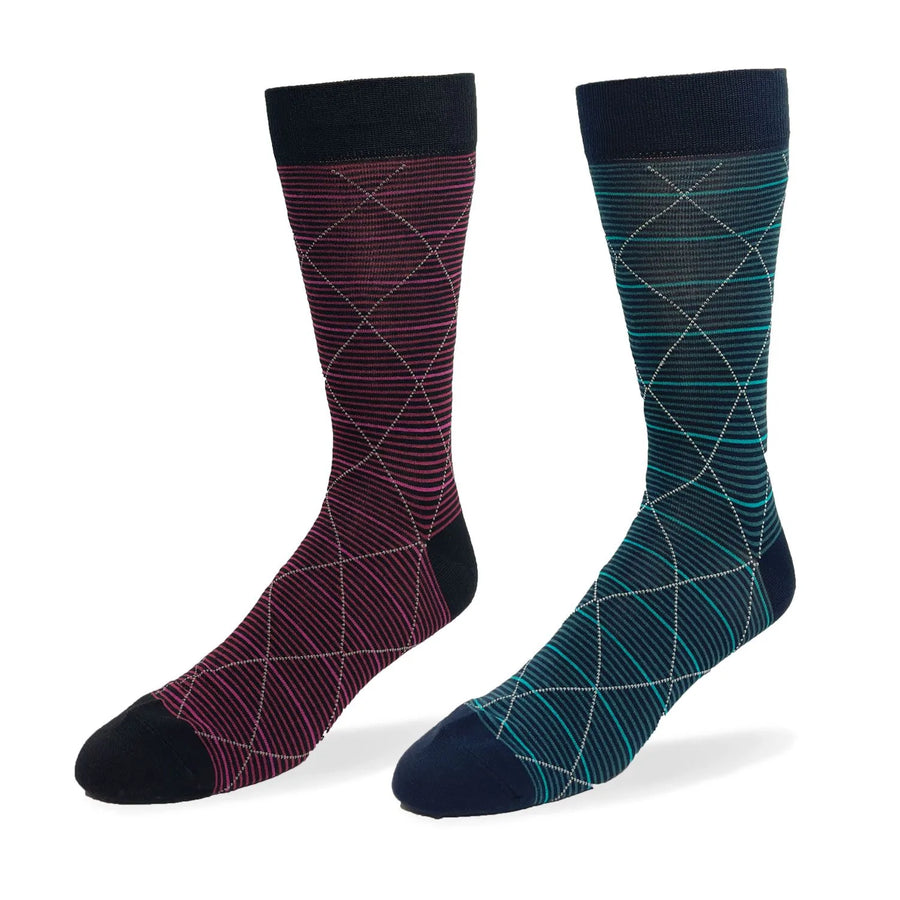 Point Zero "Argyle Stripes" Bamboo Dress Socks - Pitter Patter Boutique