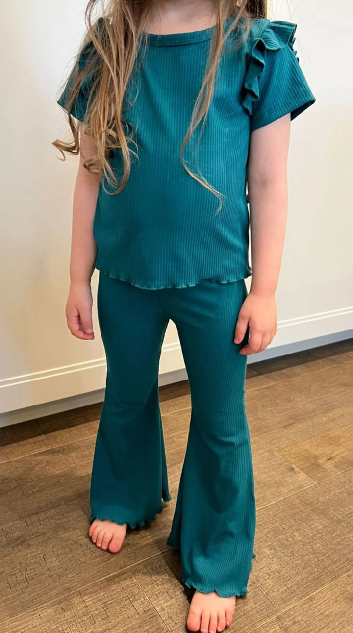 Little & Lively - Rib-Knit Ruffle Shoulder Tee - Pitter Patter Boutique