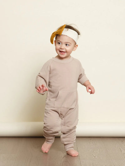 Greige - The Bamboo Fleece Romper - Pitter Patter Boutique