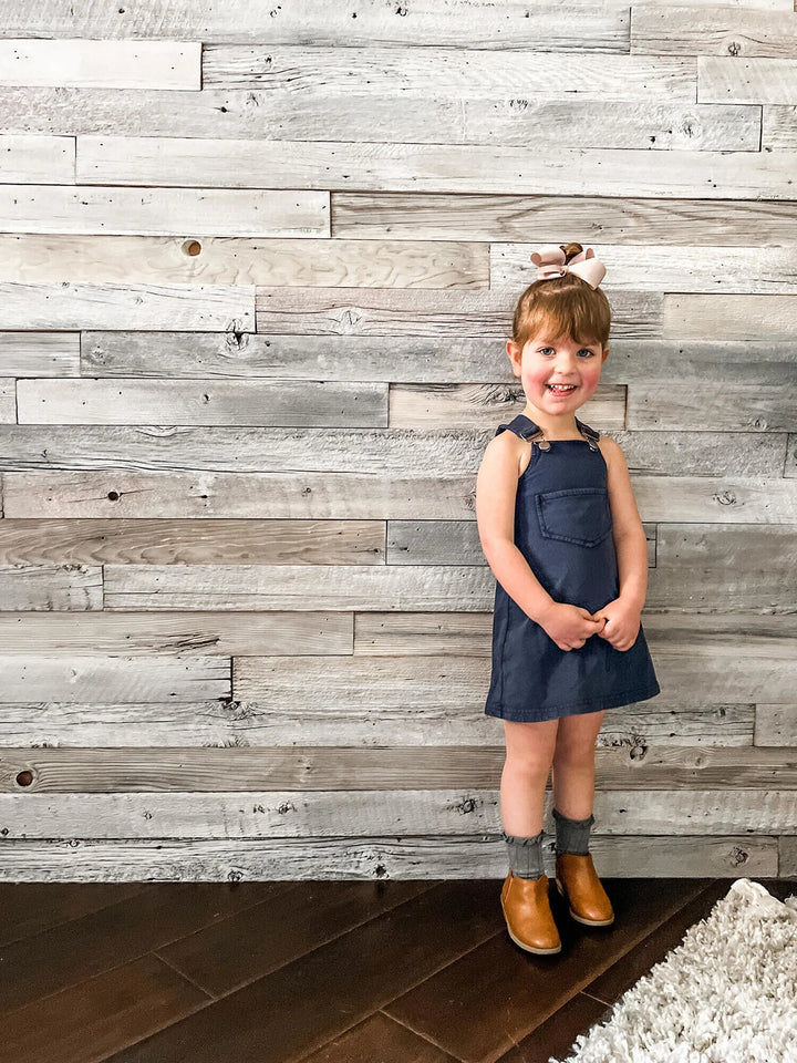 Faux Denim Kids Buckle Dress - Pitter Patter Boutique