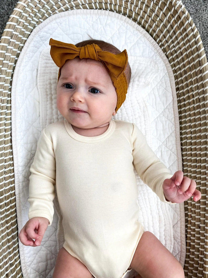 L'oved Baby - Organic Smocked Tie Headband - Pitter Patter Boutique