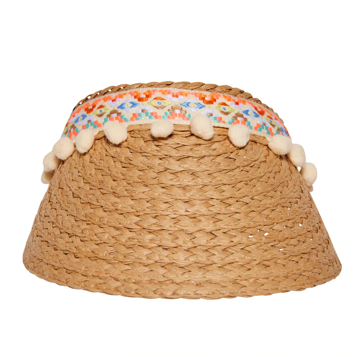 Headster - Pompom Straw Visor - Pitter Patter Boutique