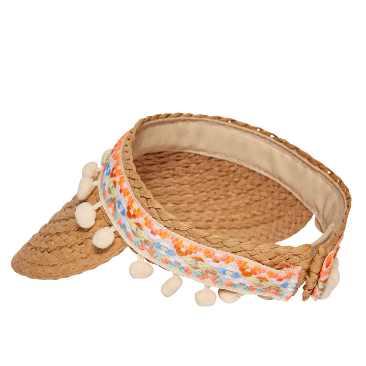 Headster - Pompom Straw Visor - Pitter Patter Boutique