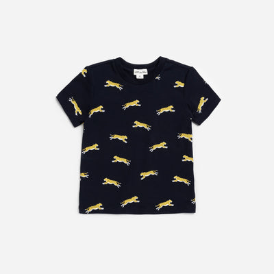 Wild Cats Print on Navy T-Shirt - Pitter Patter Boutique