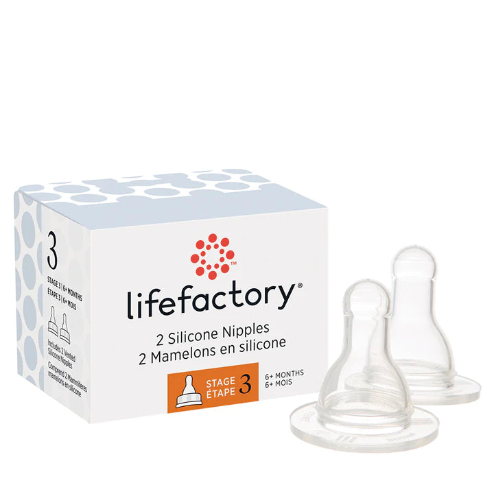 Lifefactory - Silicone Nipples Stage 2 for 4oz and 9oz Glass Bottles-2 pack - Pitter Patter Boutique