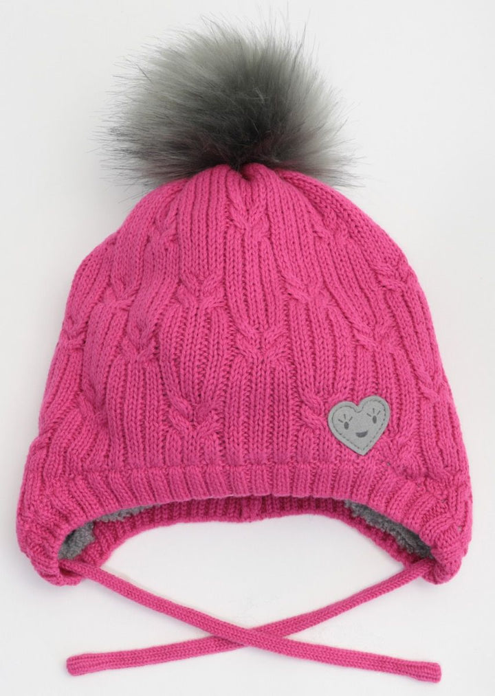Calikids - Knit Faux Fur Pompom Teddy Lined Hat - Pitter Patter Boutique