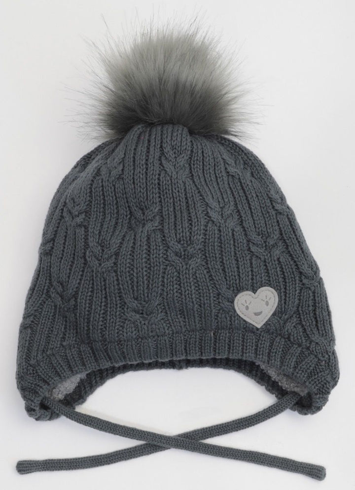 Calikids - Knit Faux Fur Pompom Teddy Lined Hat - Pitter Patter Boutique