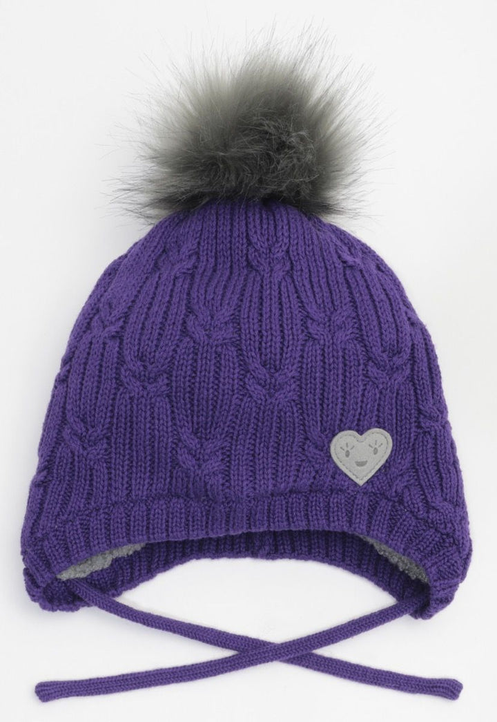 Calikids - Knit Faux Fur Pompom Teddy Lined Hat - Pitter Patter Boutique