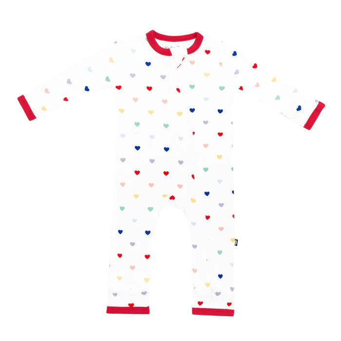 Kyte Baby - Bamboo Zippered Romper (Heart Rainbow)
