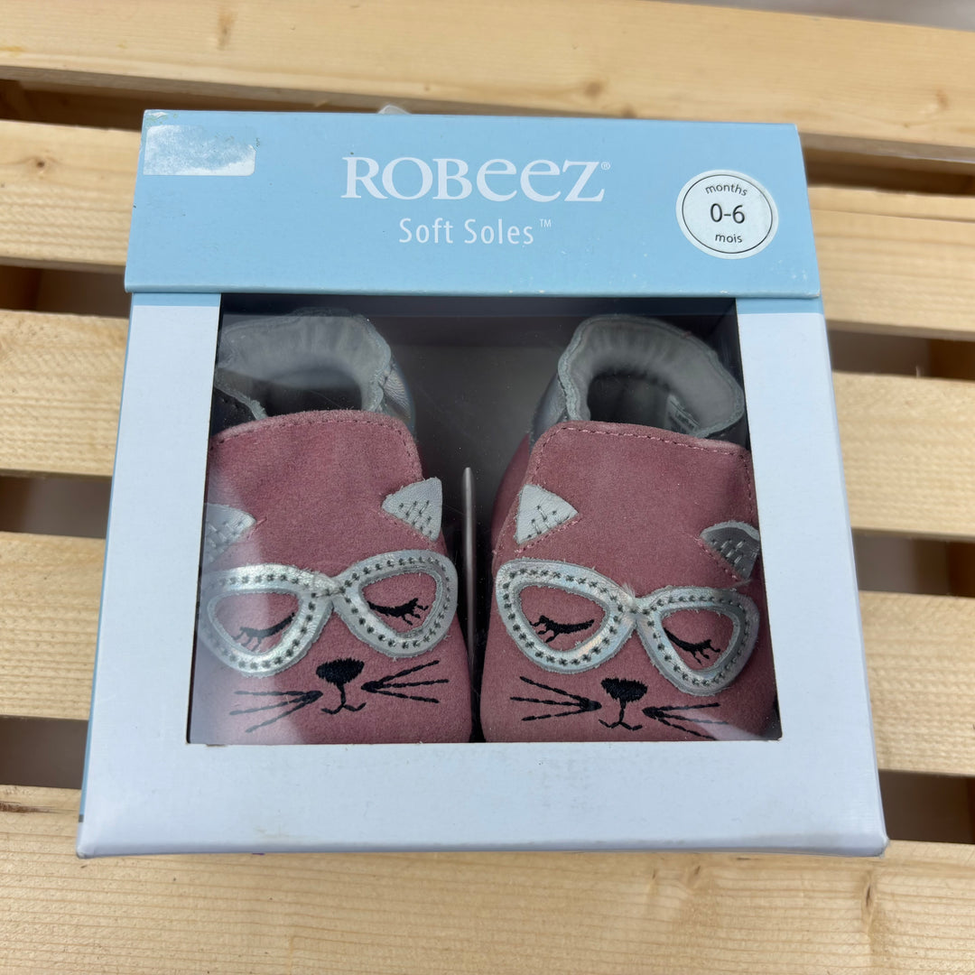 Robeez - "Katie Cat" Soft Sole Leather Crib Shoes (0-6m)