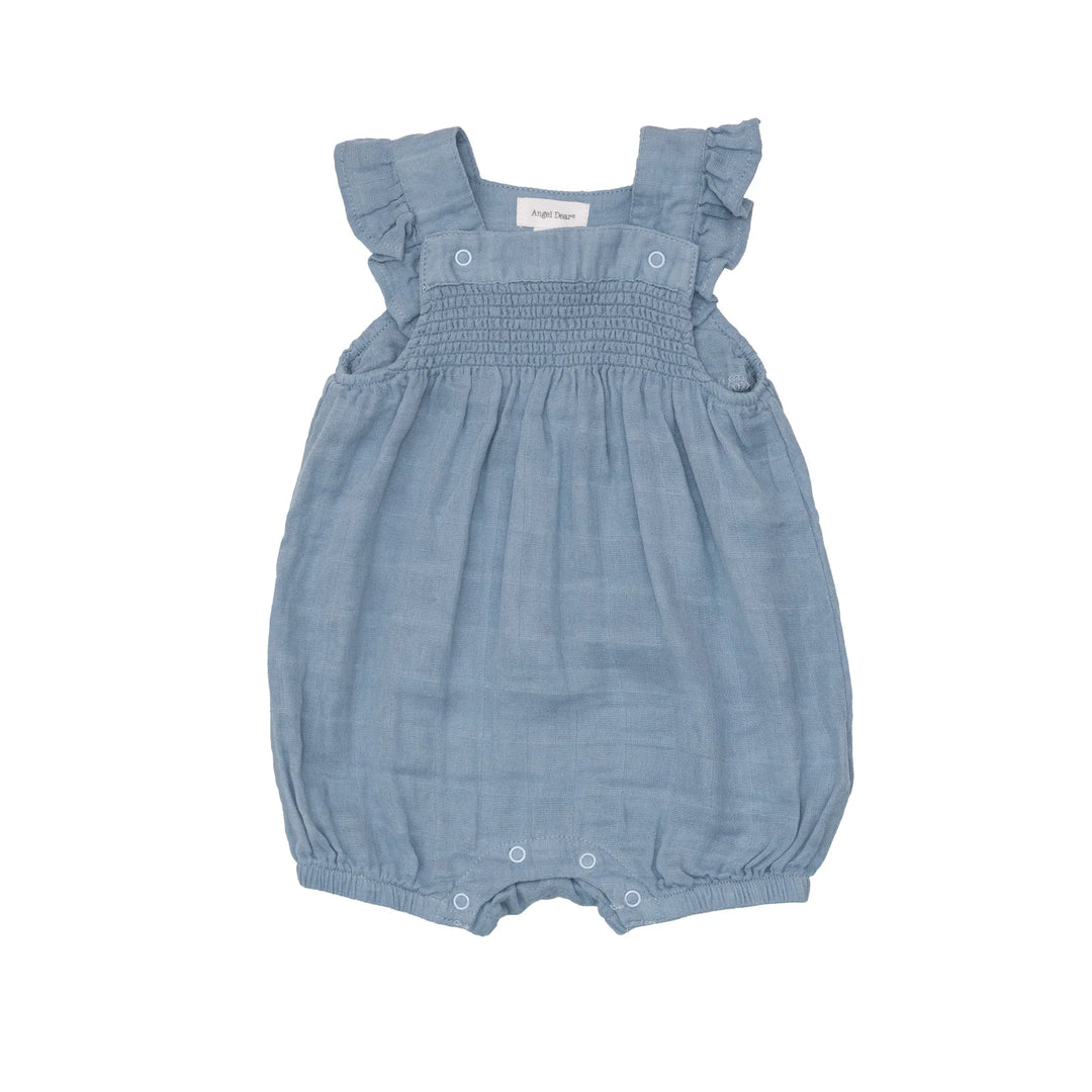 Angel Dear - Muslin Smocked Overall Shortie - Pitter Patter Boutique