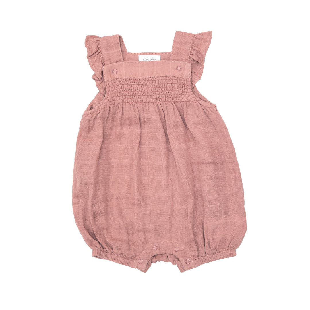 Angel Dear - Muslin Smocked Overall Shortie - Pitter Patter Boutique