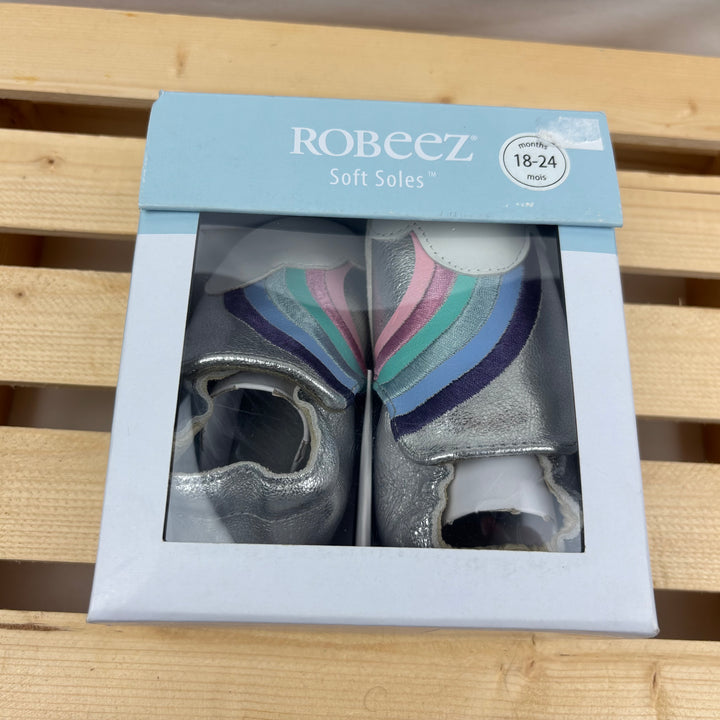 Robeez - "Hope Silver" Soft Sole Leather  Crib Shoes