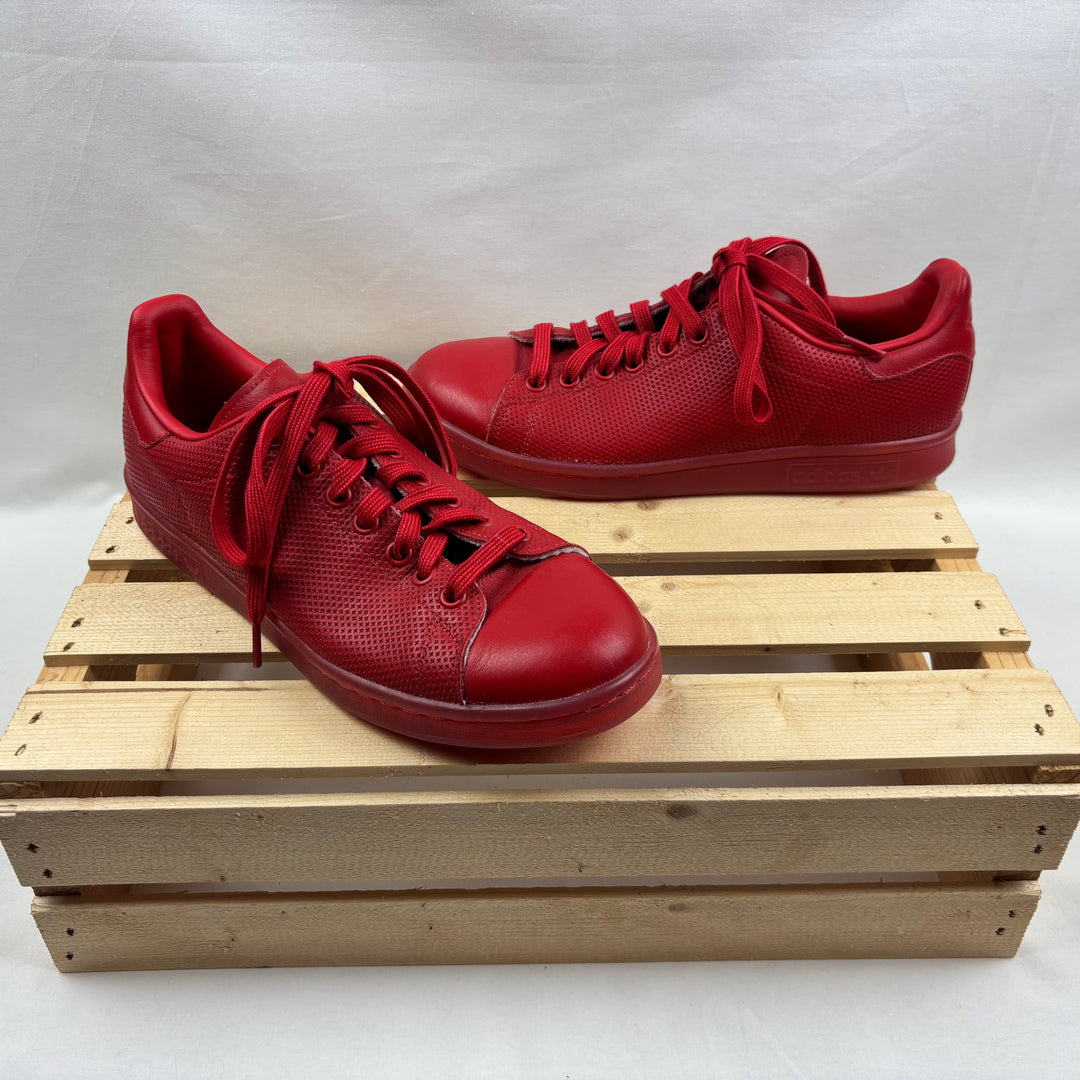 Adidas Red Stan Smith ART Leather Embossed Sneakers