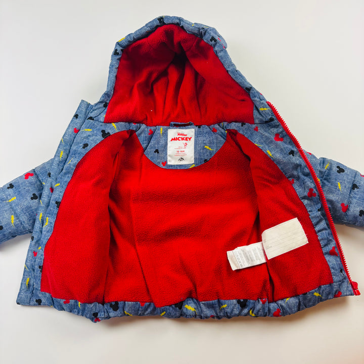 Disney Puffer Winter Jacket - 12-18 Months
