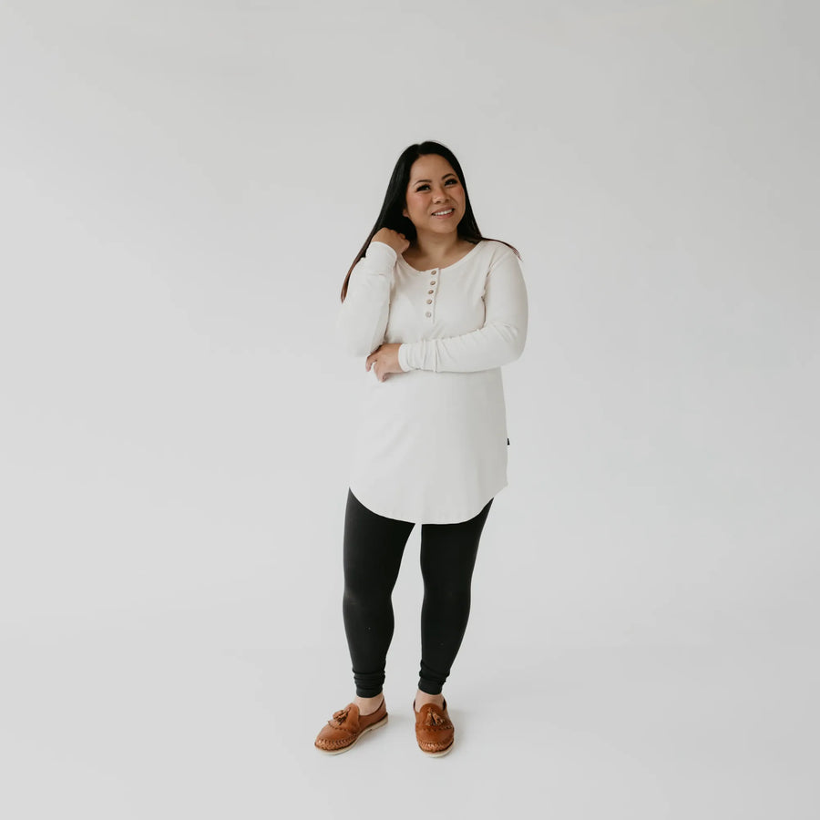 Dwelling Apparel - Women's Long Sleeve Henley Shirt - Pitter Patter Boutique