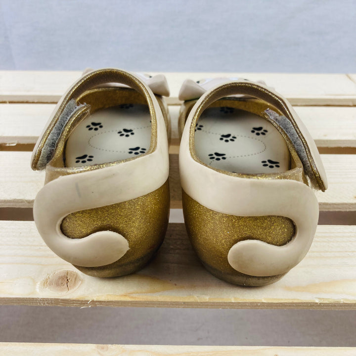 Mini Melissa Ultragirl II Gold Cat Mary Jane Flats Shoes - Size 8 Toddler (24 EUR) - Pitter Patter Boutique