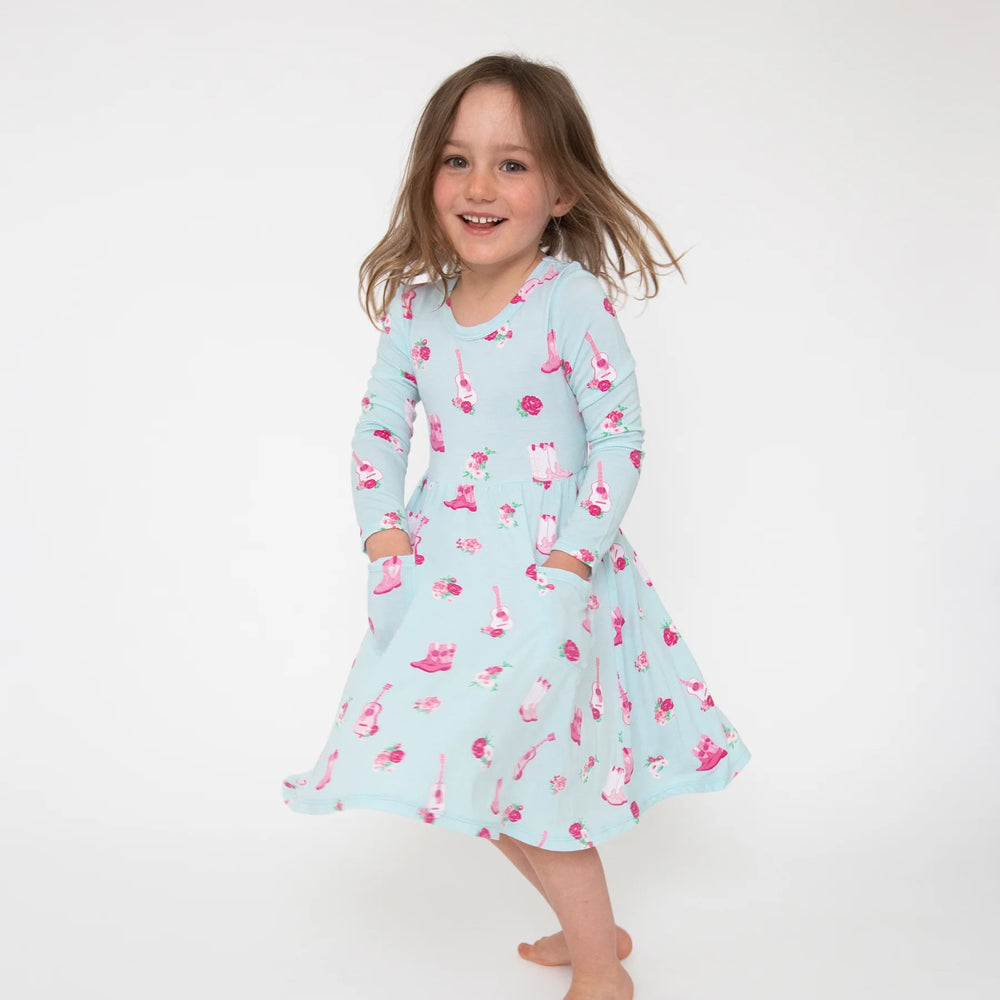 Angel Dear - Long Sleeve Twirly Dress - Pitter Patter Boutique