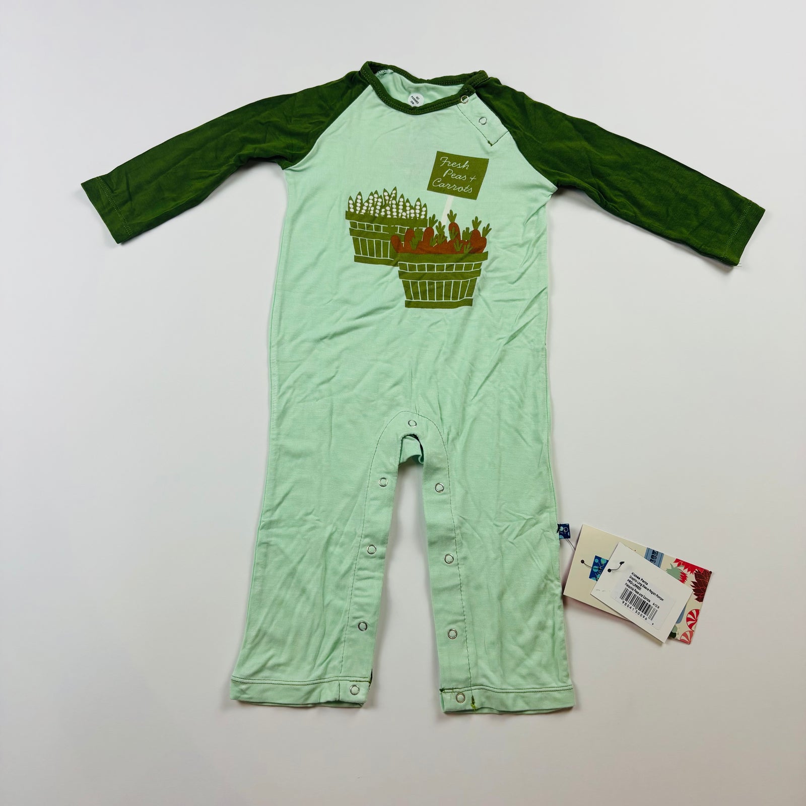 KicKee Pants New Bamboo Green Baby Raglan Romper