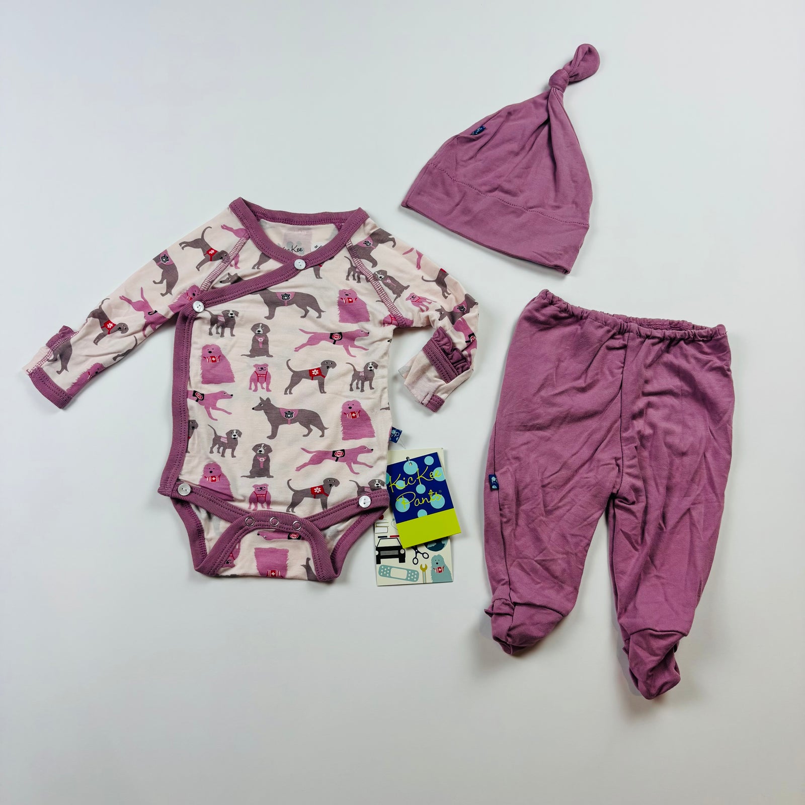 KicKee Pants New Bamboo 0-3M Pink Dog Outfit