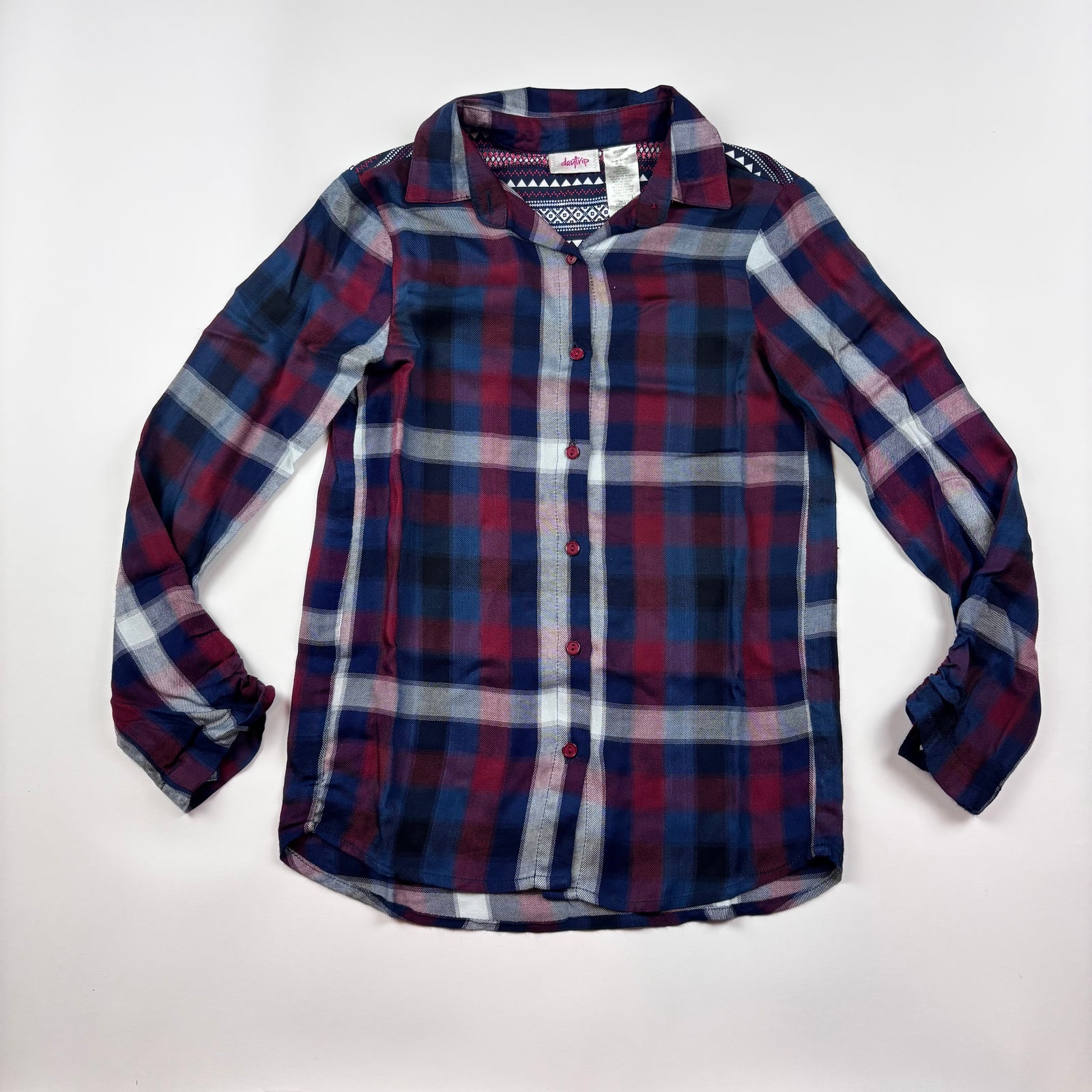 Daytrip Used Kids Youth Button Up Plaid Girls Shirt