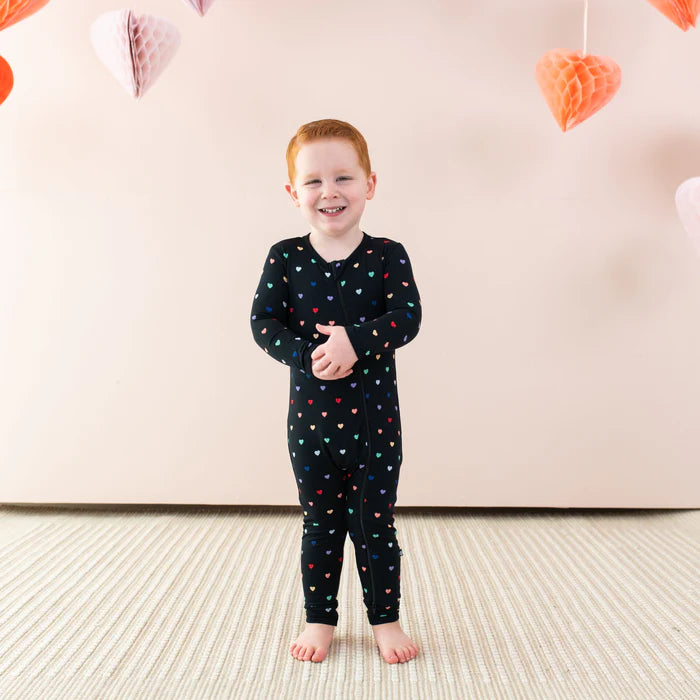 Kyte Baby - Bamboo Zippered Romper (Heart Rainbow)