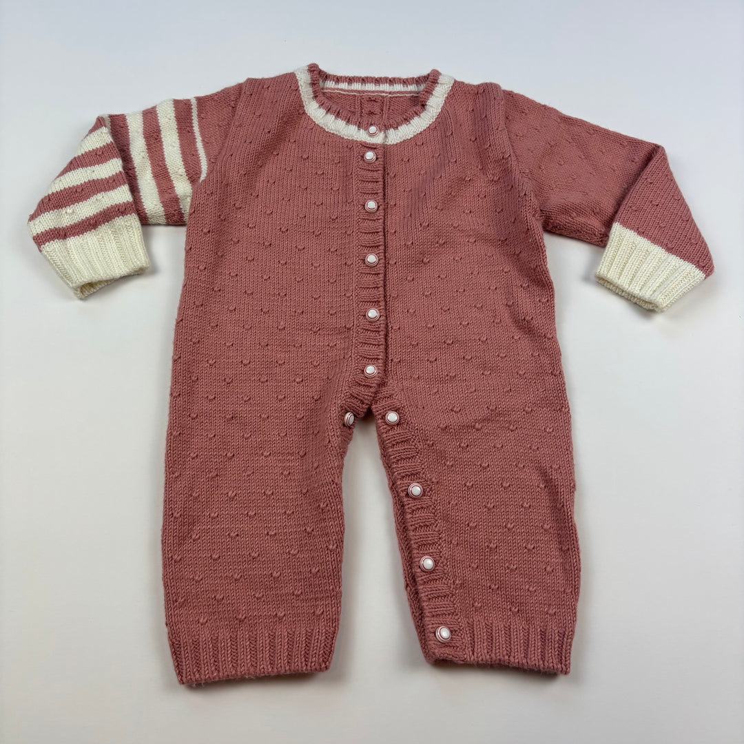 Hand Made Knitted Romper - Size 6-12 Months