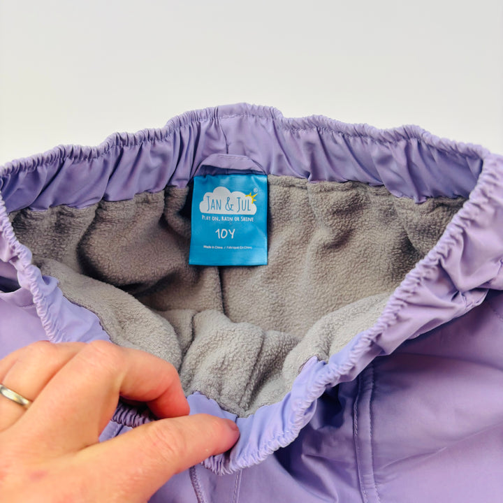 Jan &amp; Jul Fleece Lined Rain Pants - Size 10 Youth