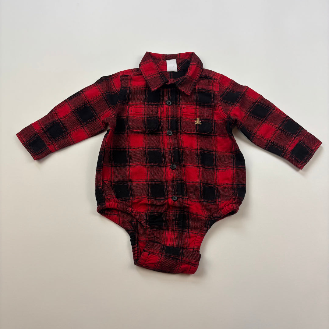 GAP Flannel Dress Shirt Onesie - 12-18 Months