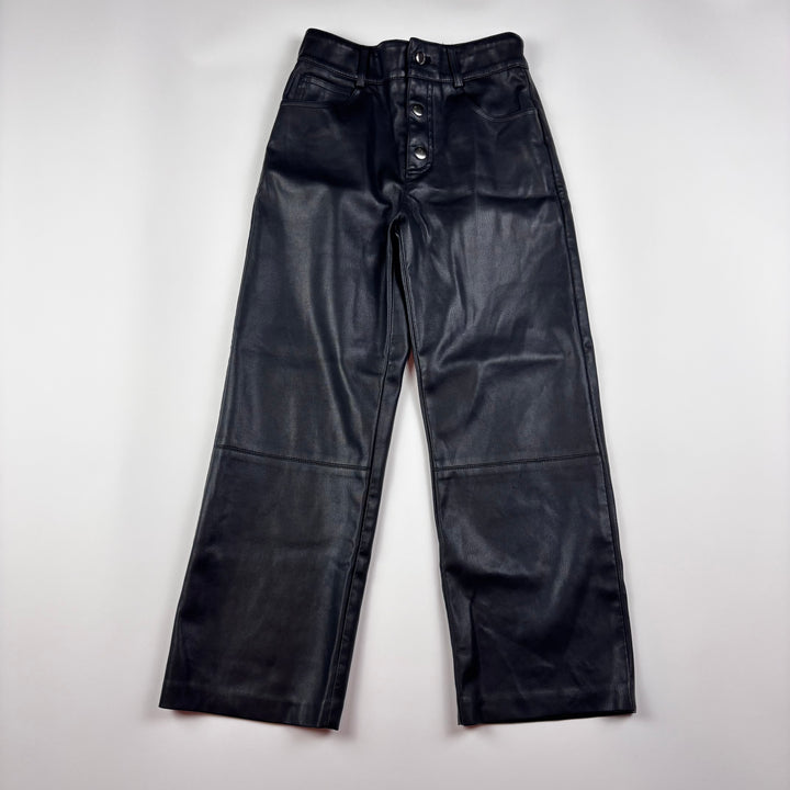Zara Used Black Leather Kids Girls Dress Pants