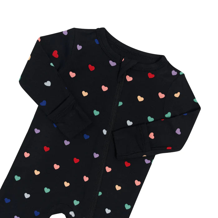 Kyte Baby - Bamboo Zippered Romper (Heart Rainbow)